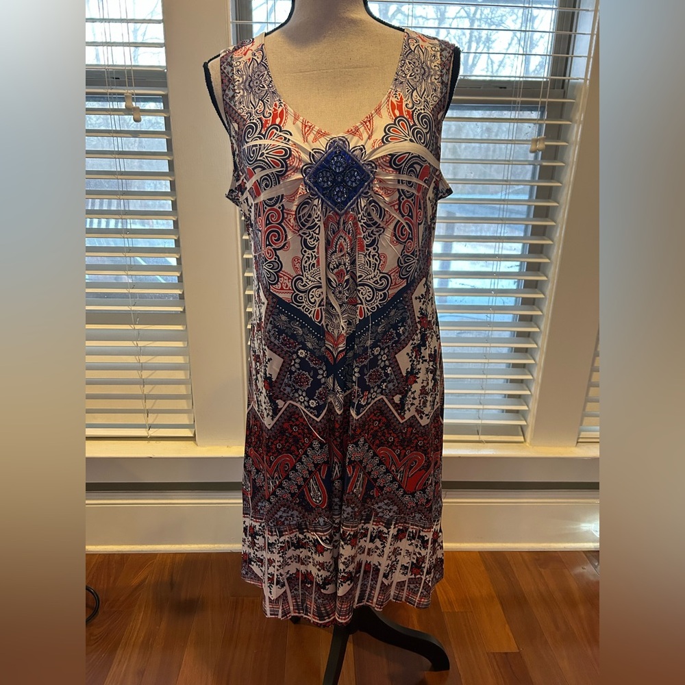 Apt. 9 Red and Blue Paisley Midi Dress